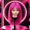 Pink wig models, adult hairstyle display, model shooting props, hairstyle styling practice supplies, hairdressing teaching accessories Specification image